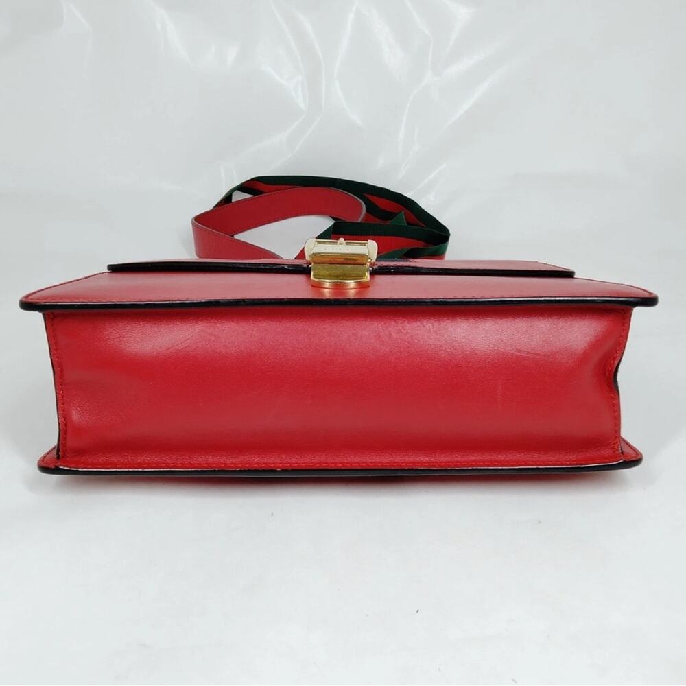Authentic Gucci Shoulder Bag Sherry Line Red Leather - Picture 6 of 12